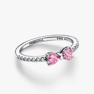 Pandora Silver Ring with Pink Bow